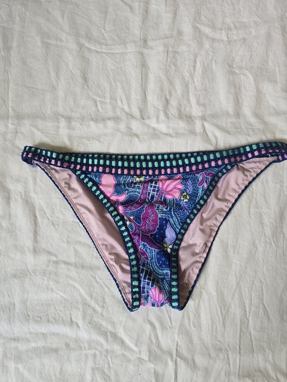 VS Floral Crochet-Trim Bikini Bottoms